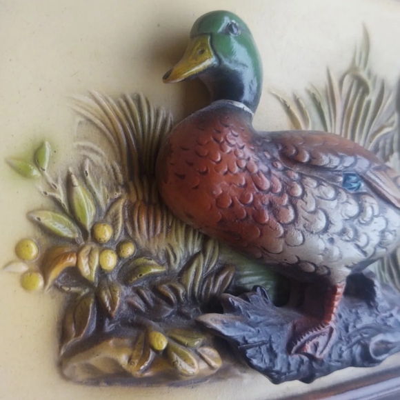 Vintage NAPCO 3D Plaque Picture Ruffled Grouse Mallard Duck Drake Set Of 2 - Picture 5 of 13